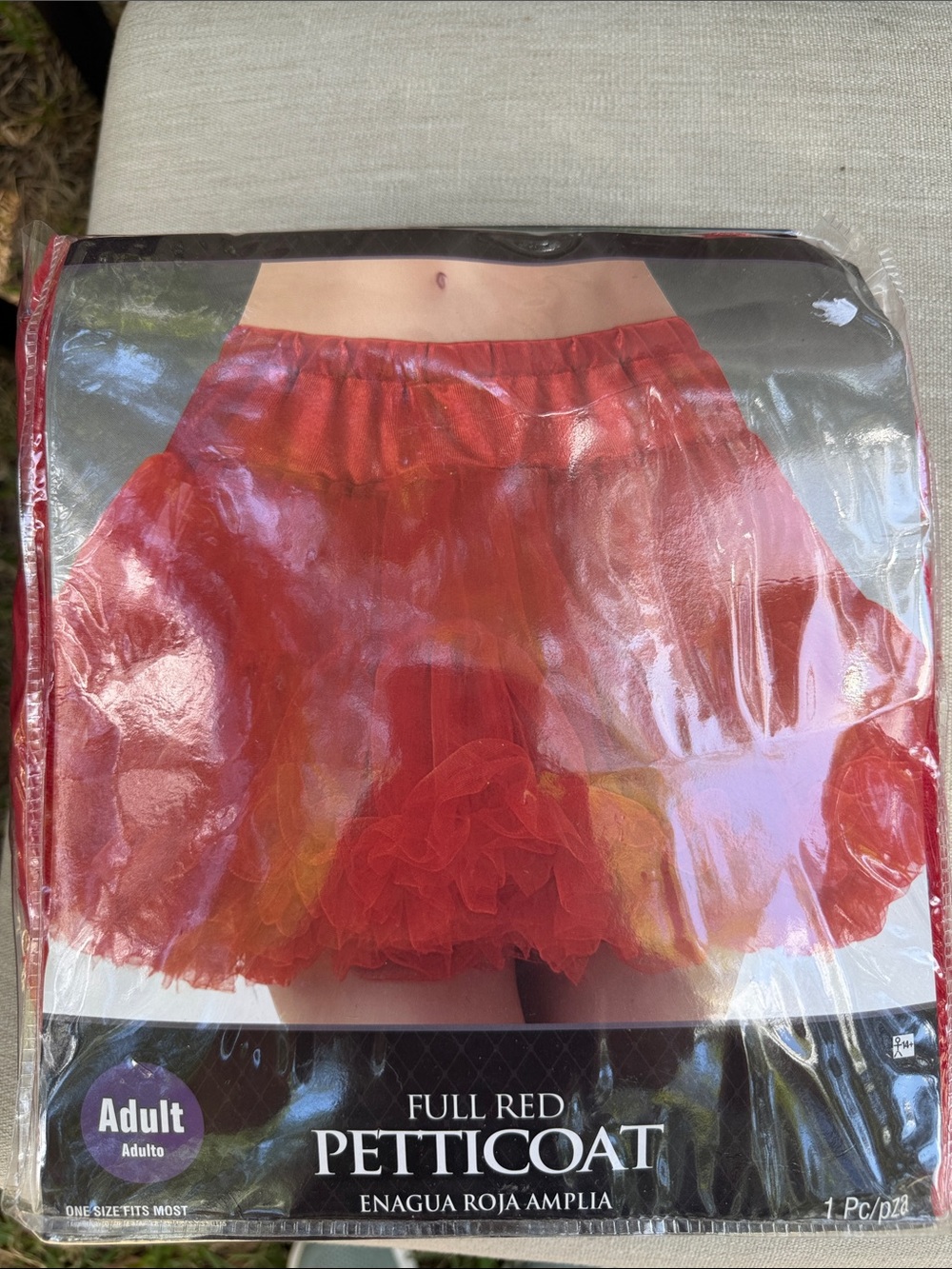 Full Red Adult Petticoat - Layered Ruffle Skirt